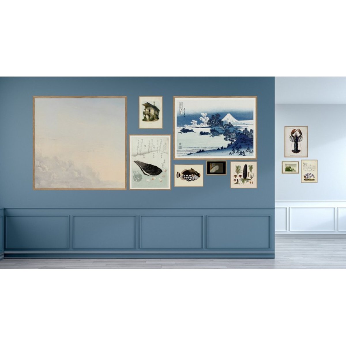 Affiche japonaise Ukiyo-e Fuji and surroundings bleu, THE DYBDAHL CO