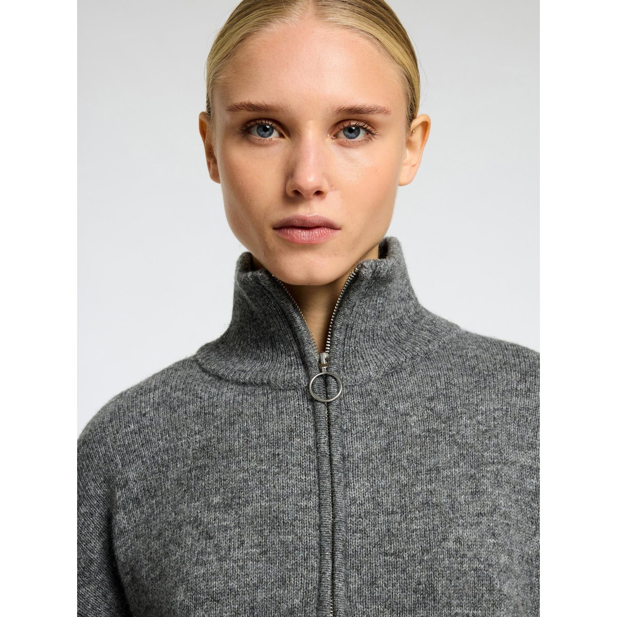 Pull À Demi-Fermeture Éclair medium grey melange, SELECTED