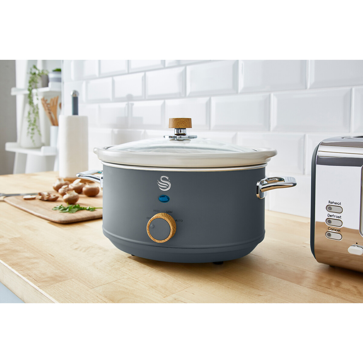 Nordic 3.5L Slow Cooker - SF17021 grey, SWAN