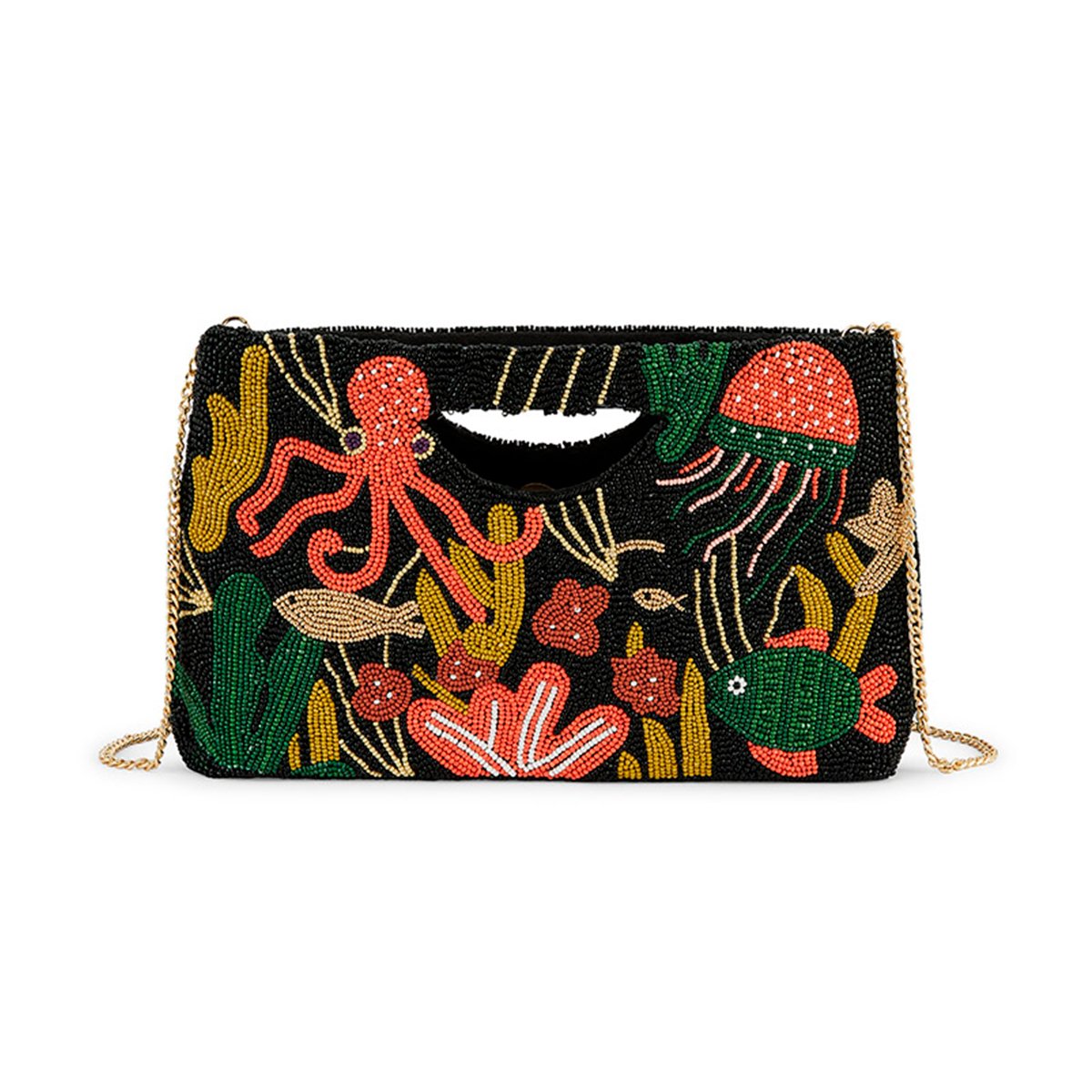 Pochette brodée de perles RAMOS noir, WILD