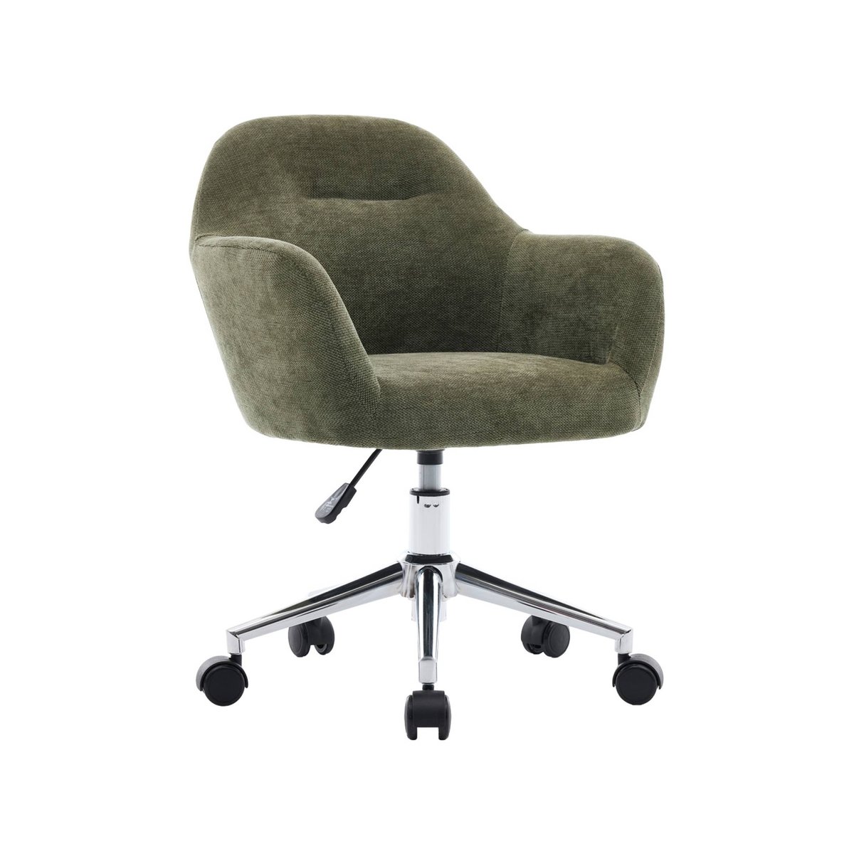 Chaise de bureau enfant à roulettes ajustable tissu chenille STAN KID kaki, SWEEEK