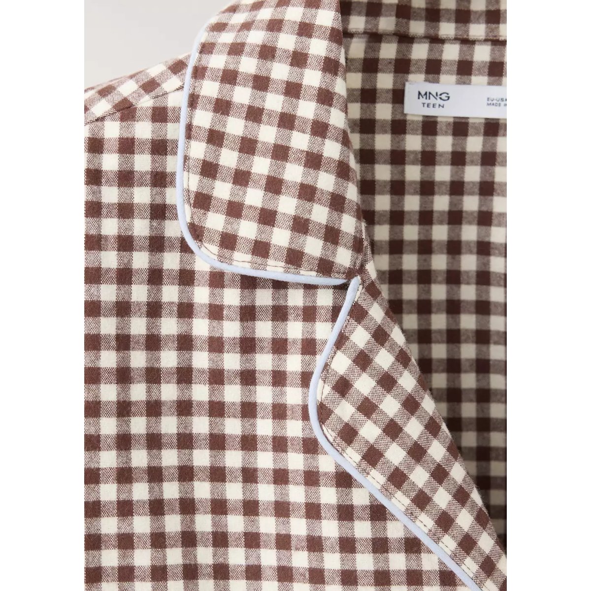 Pyjama coton vichy marron, MANGO TEEN