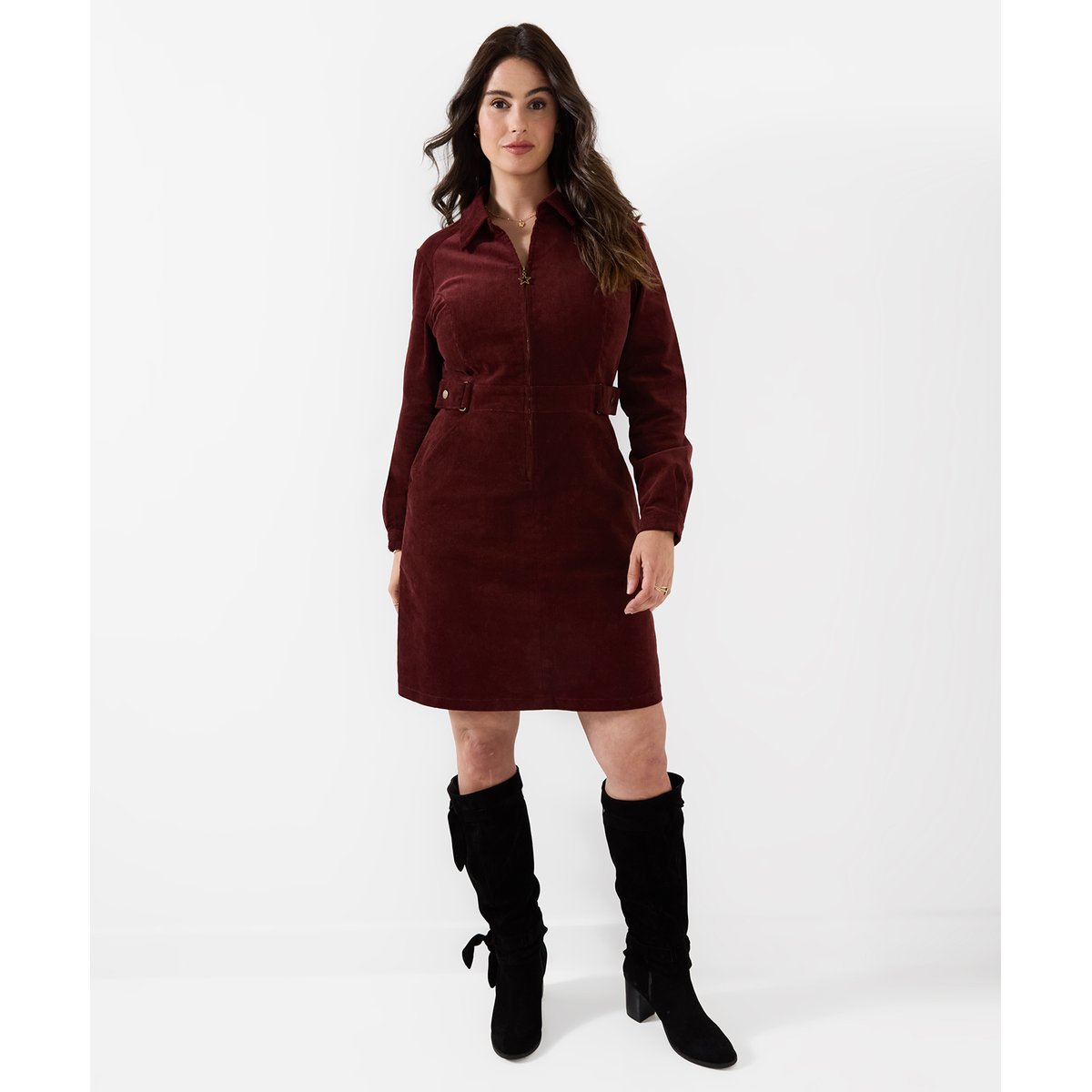 Robe en Velours Côtelé Zippée Devant Betsy rouge, JOE BROWNS