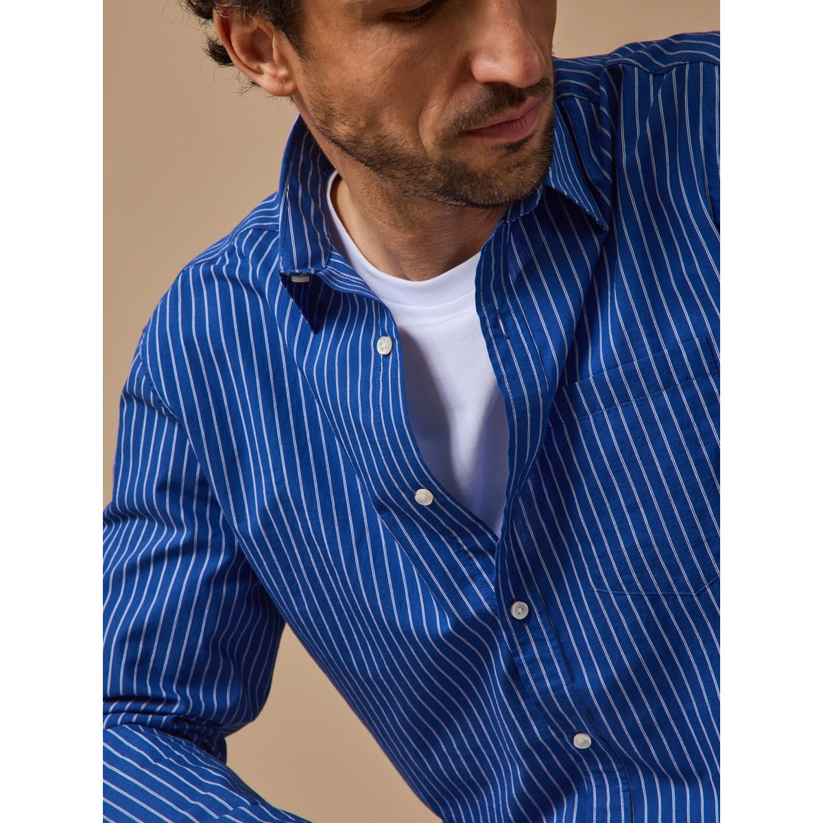 Chemise rayée - coupe contemporaine rayure outremer, CYRILLUS