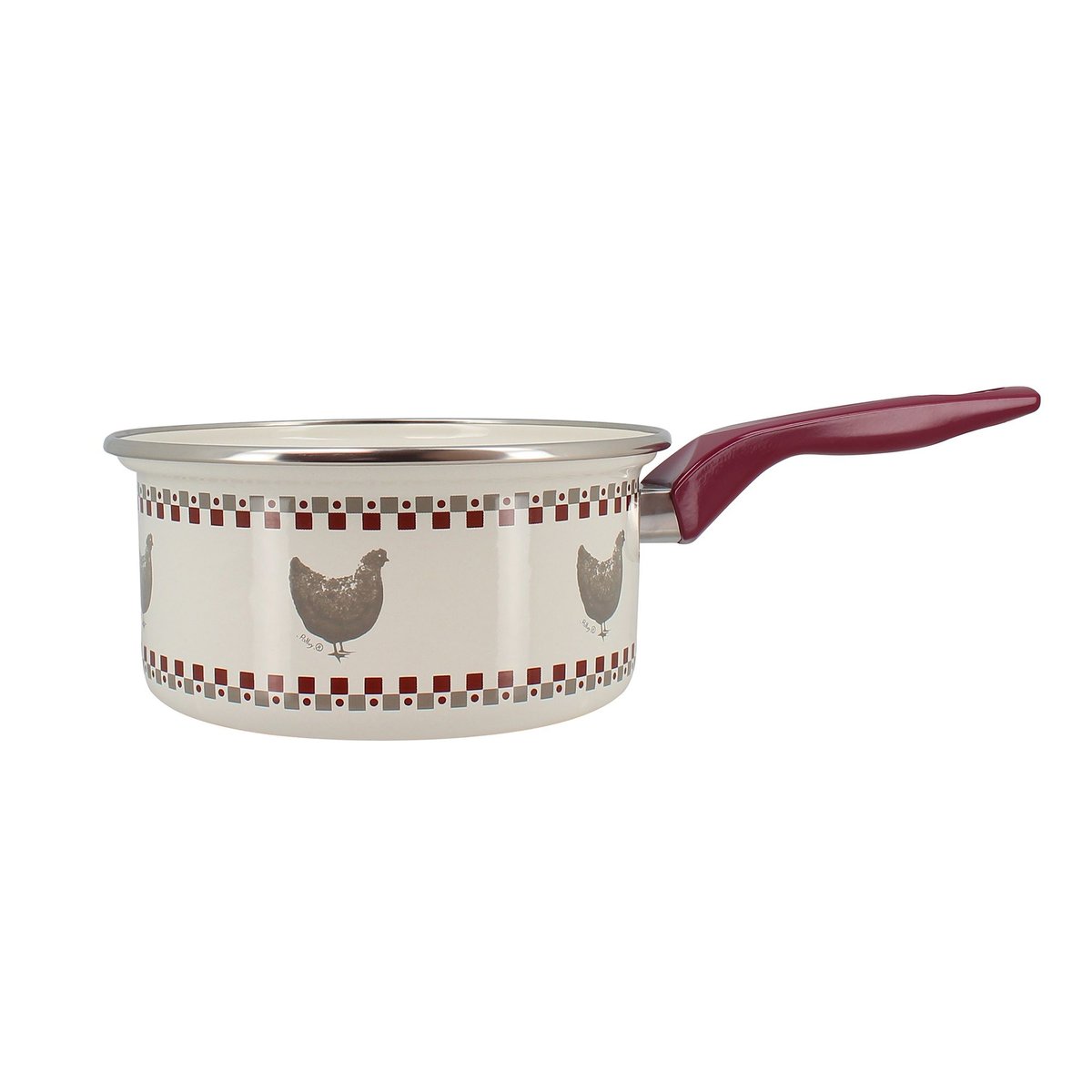 Casserole en acier émaillé, GALLINA beige et rouge, MENASTYL