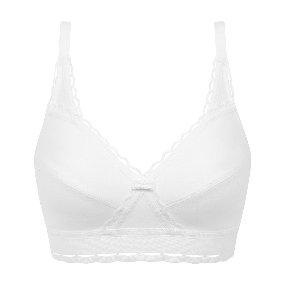 Soutien-gorge sans armatures Cœur Croisé Coton Bio blanc, PLAYTEX