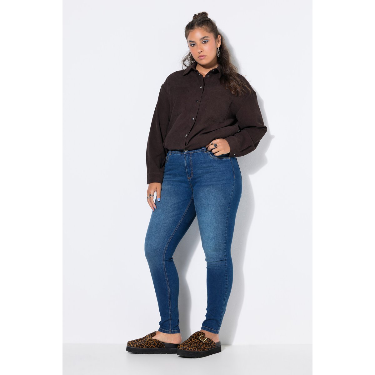 Jean skinny 5 poches, tissu stretch jean bleu foncé, STUDIO UNTOLD