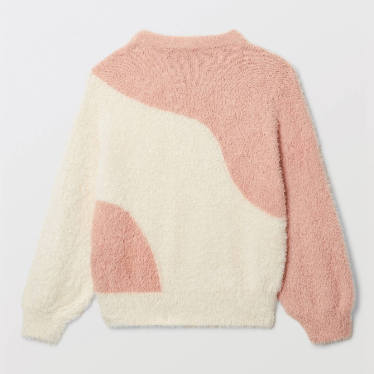 Pull en maille duveteuse colorblock corolle, MONOPRIX