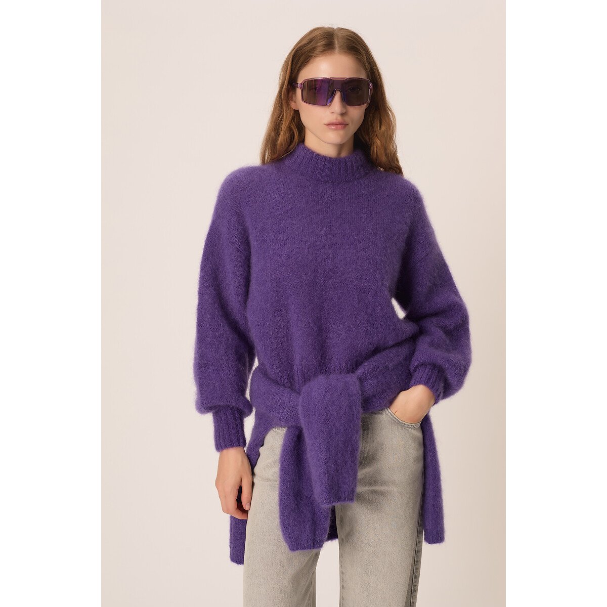 Pullover mit Stehkragen aus Mohair-Mischgewebe, ALEX violett, DES PETITS HAUTS