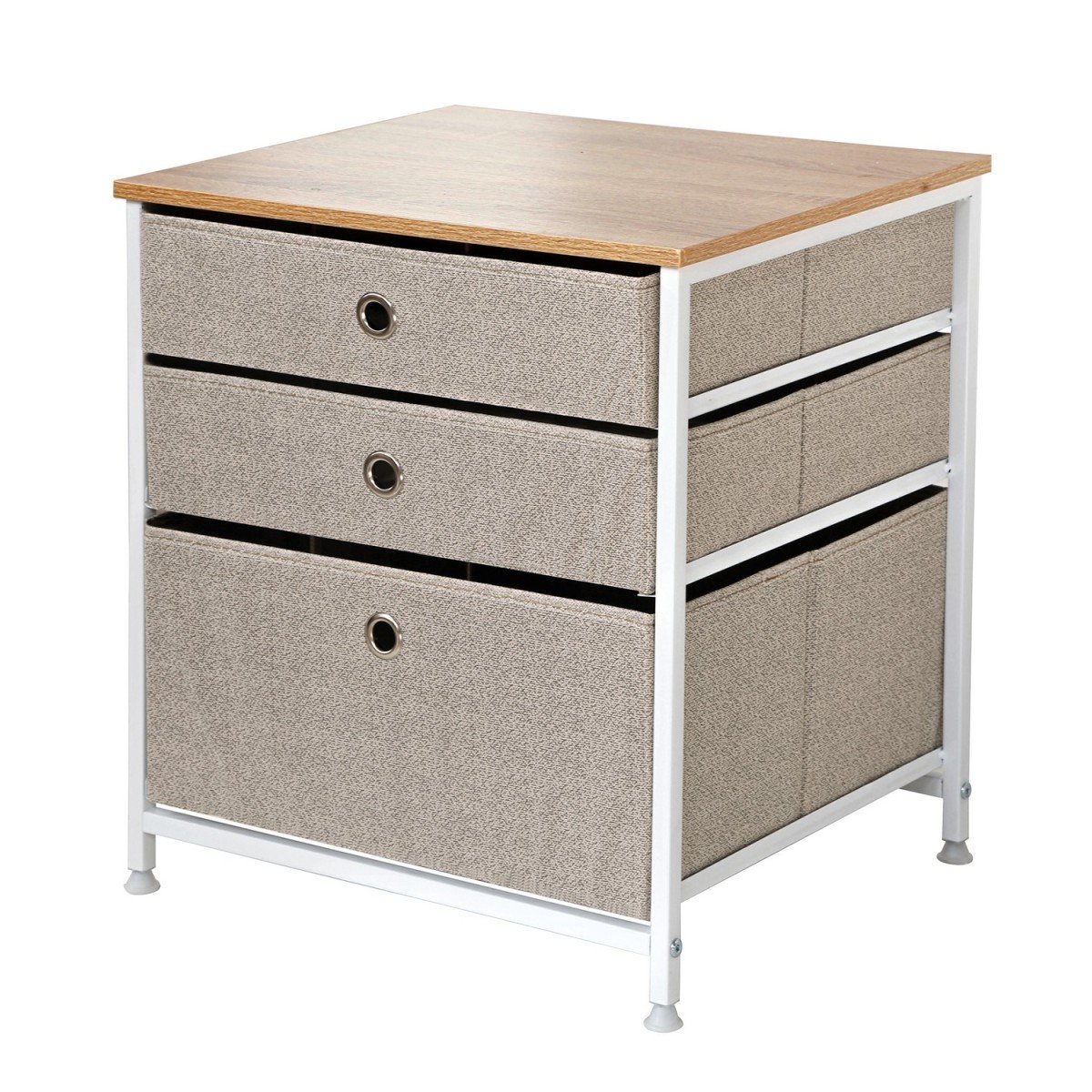 Commode 3 tiroirs en intissé clair - L48 cm blanc, CALICOSY
