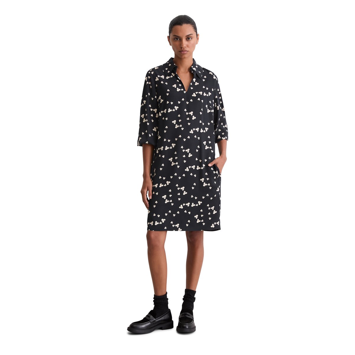 Robe imprimée loose en LENZING™ ECOVERO™ bleu foncé, MARC O'POLO