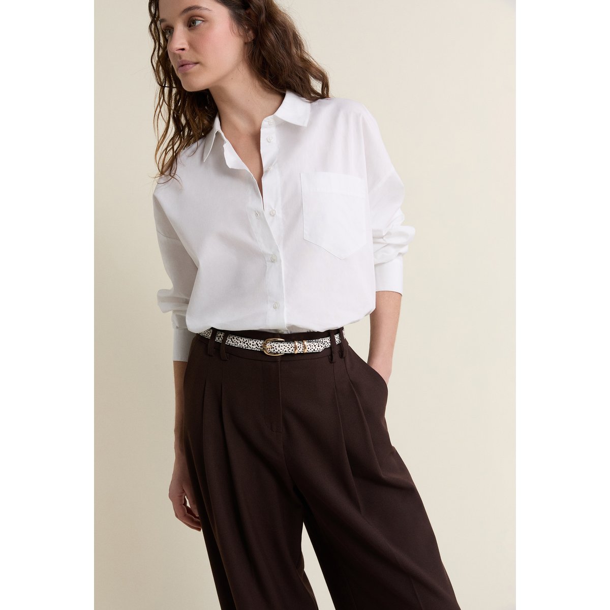 Ceinture en cuir à motifs CELESTE beige, ETAM