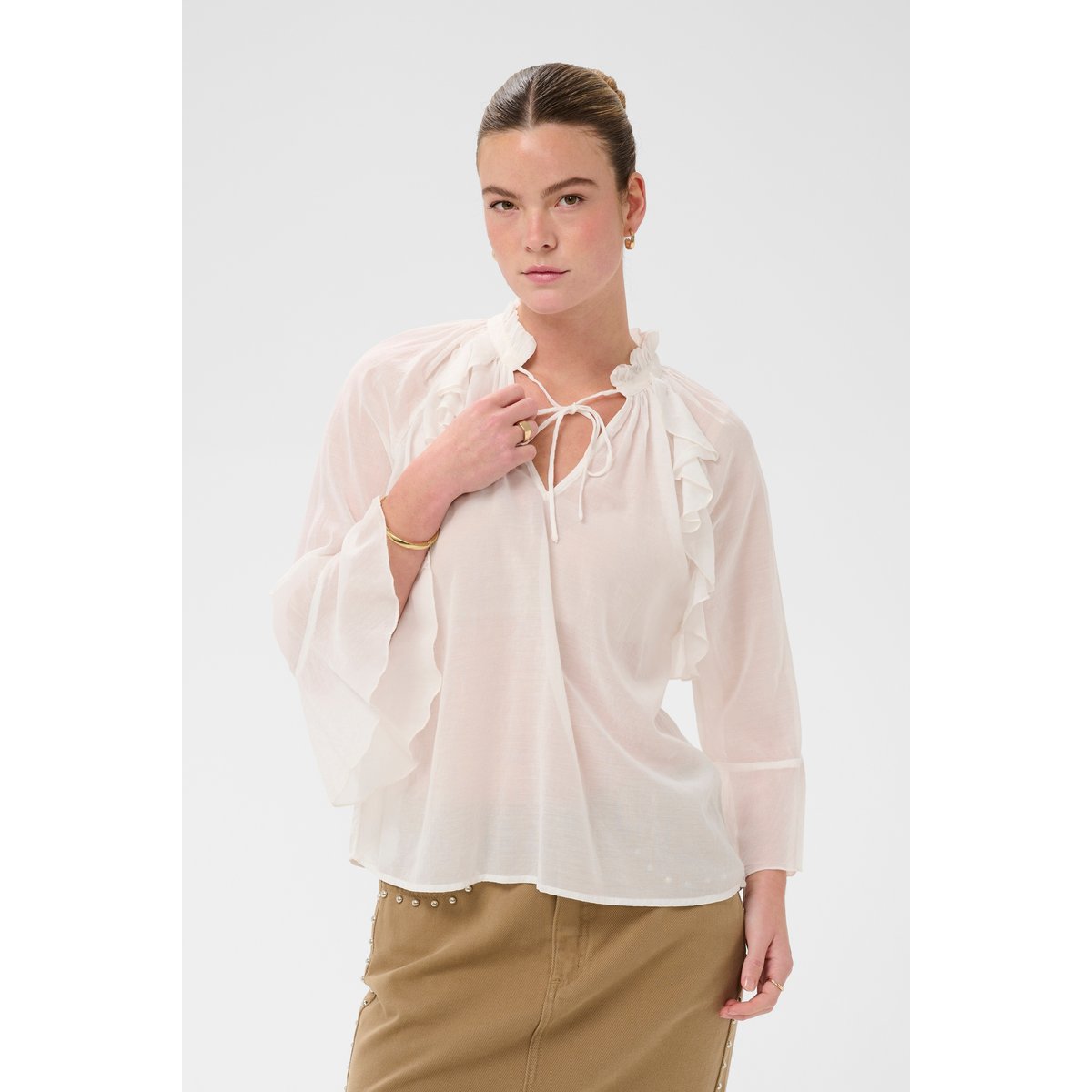 Blouse à manches longues blanc chalk, KAFFE