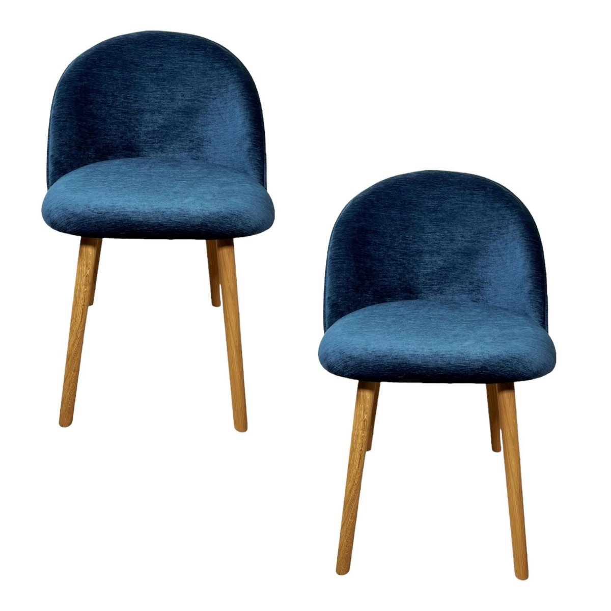 Chaise scandinave en bois et velours bleu (lot de 2) ETNA bleu, PIER IMPORT