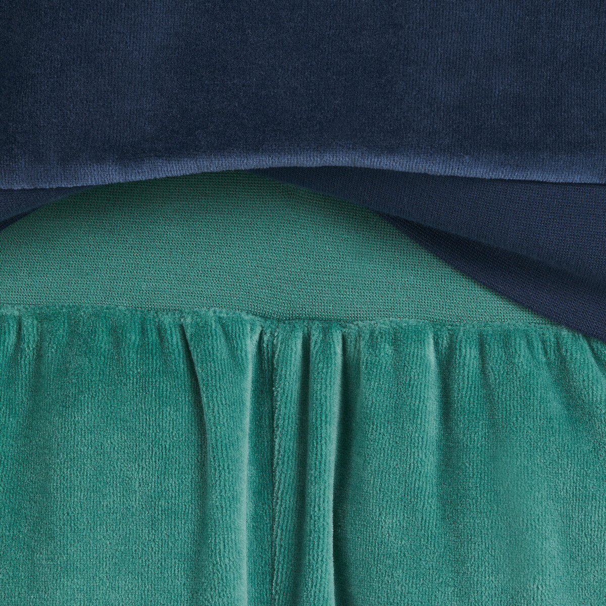 Lot de 2 pyjamas en velours, motif esprit campus vert + bleu marine, LA REDOUTE COLLECTIONS