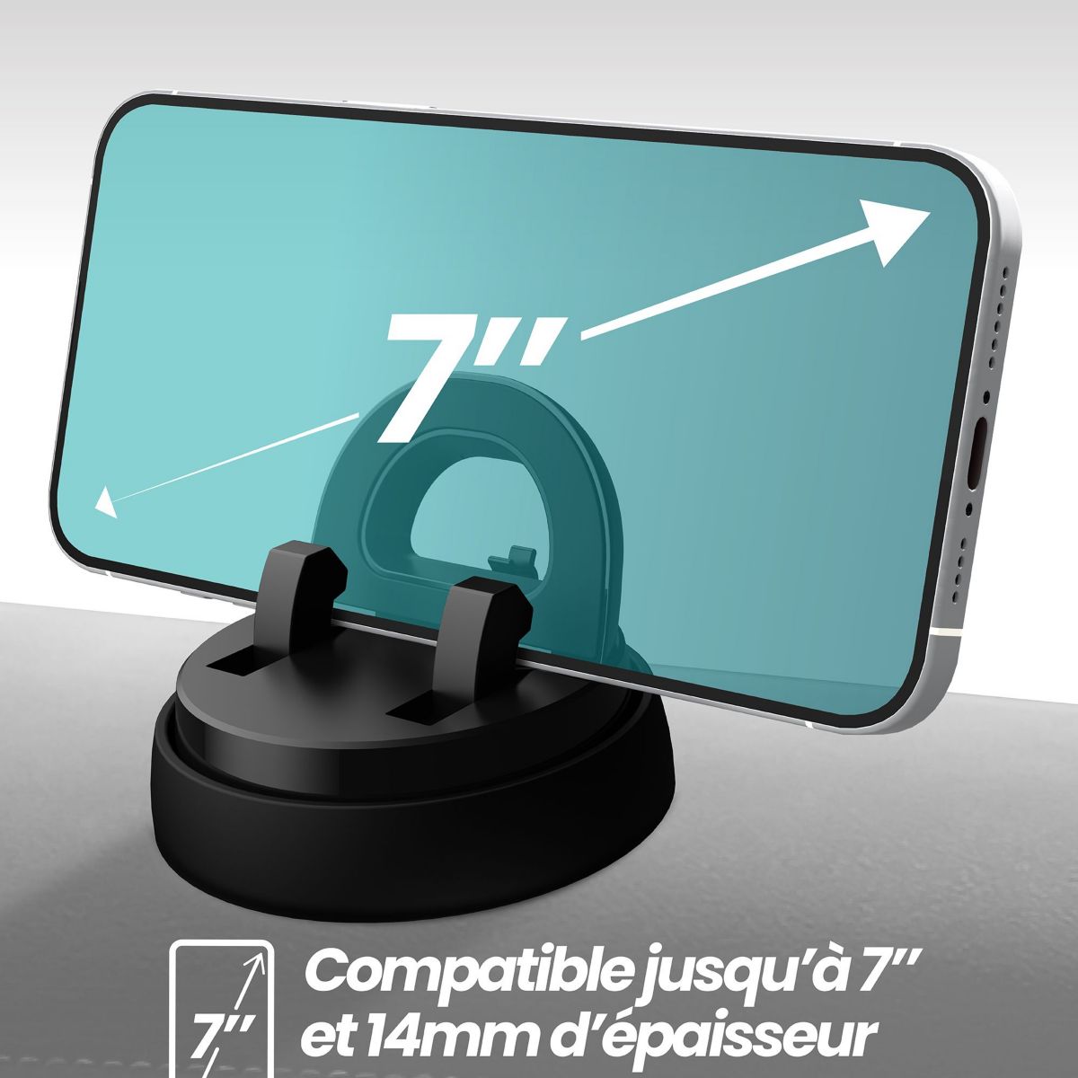 Support smartphone Universel pour tableau de bord - noir couleur unique, TNB