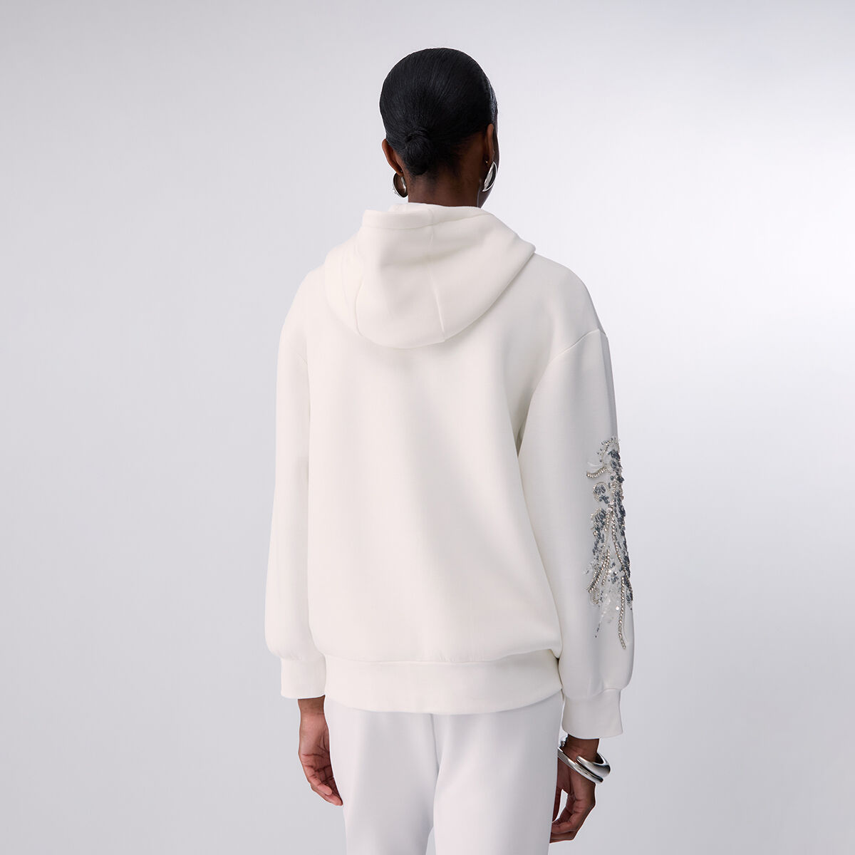 Veste Oversize avec Broderie Bijou blanc laine, LIU JO