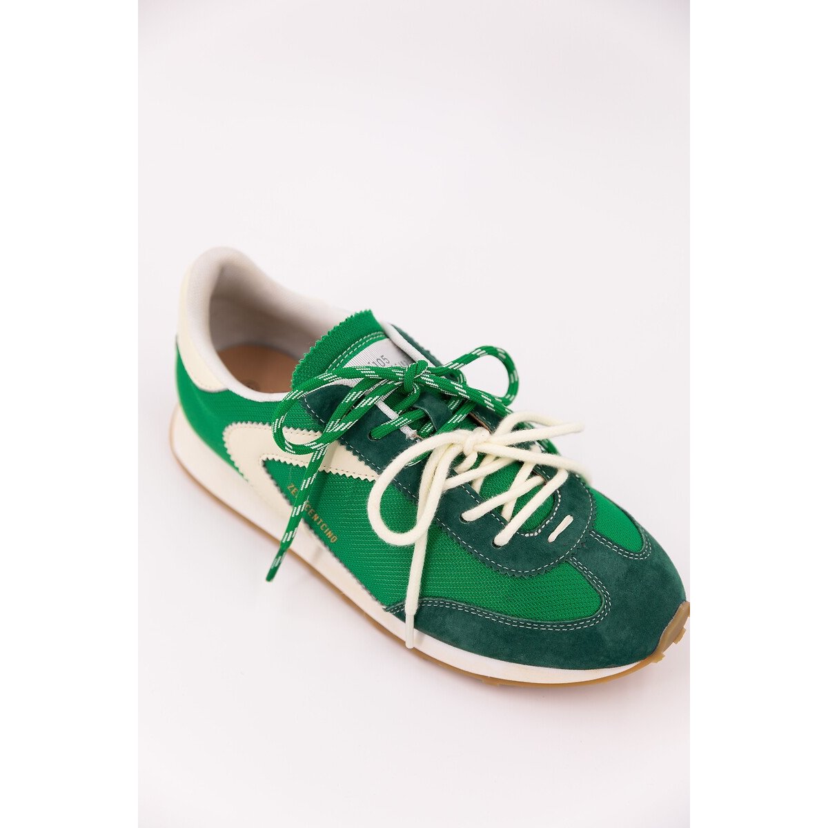 Baskets mix matières POLLY vert, ZERO 105