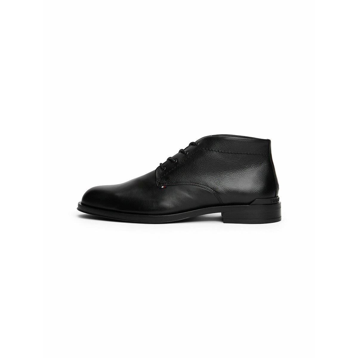 Derbies montantes en cuir noir, TOMMY HILFIGER