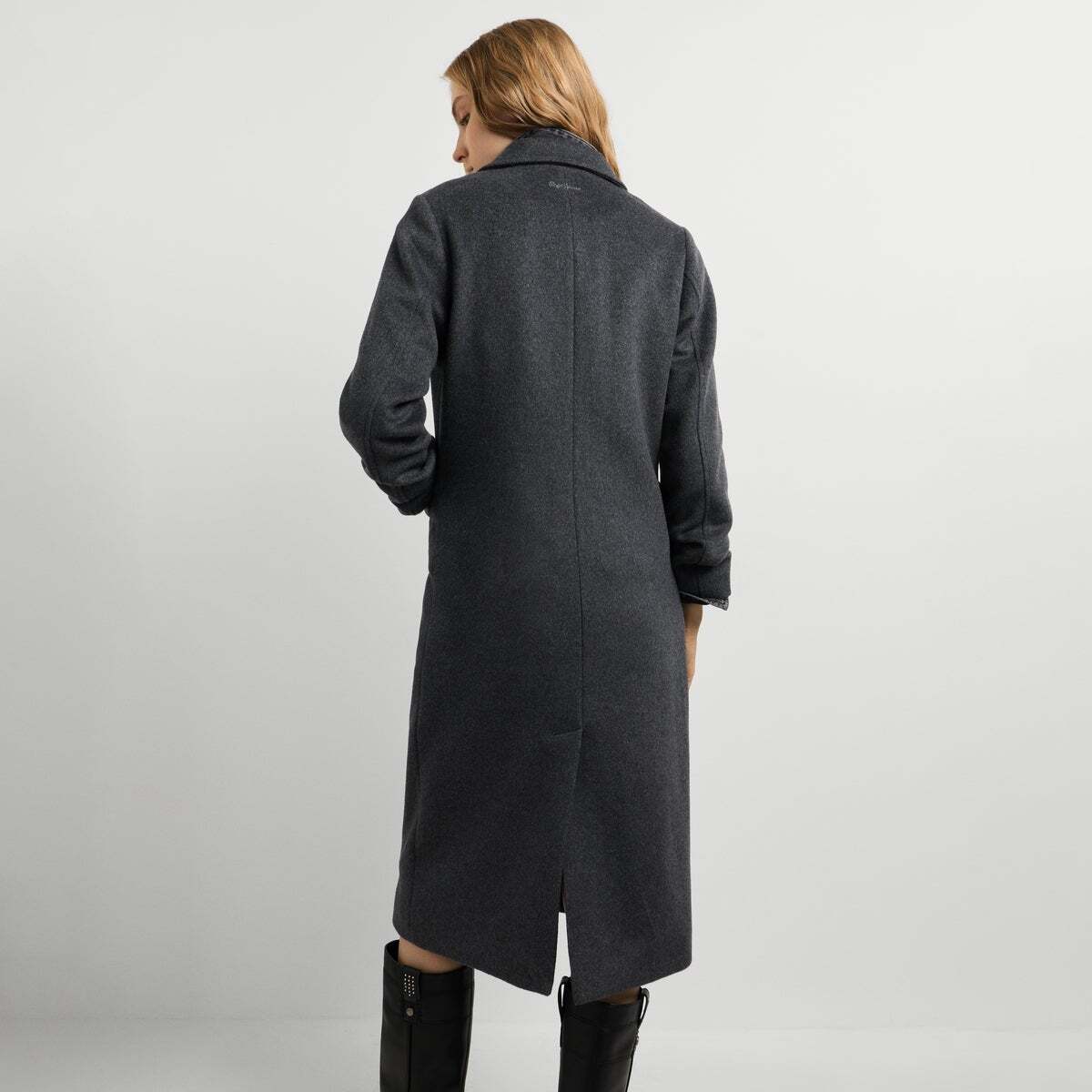 Manteau Long Croisé gris foncé chine, PEPE JEANS