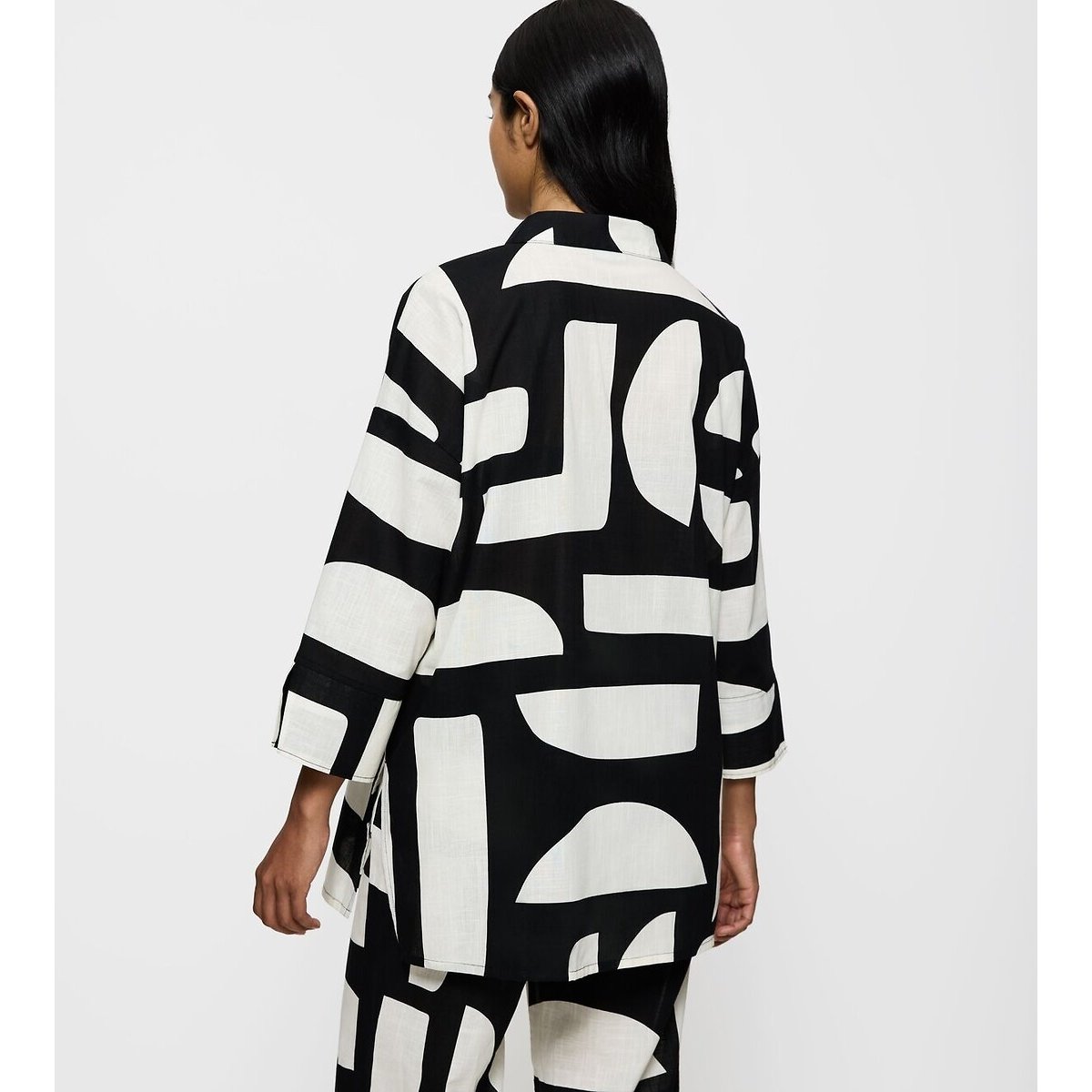 Homewear-Jacke Summer Wear Boyfriend aus Baumwolle schwarz/weiss bedruckt , TRIUMPH
