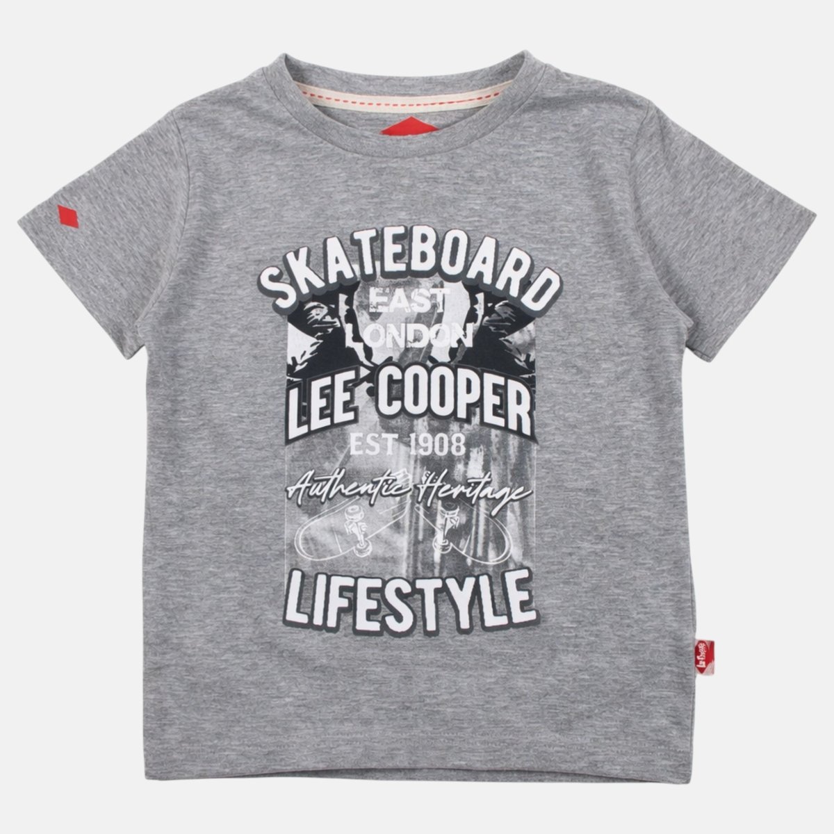 T-shirt manches courtes imprimé skateboard, col rond SKATE PARK gris, LEE COOPER