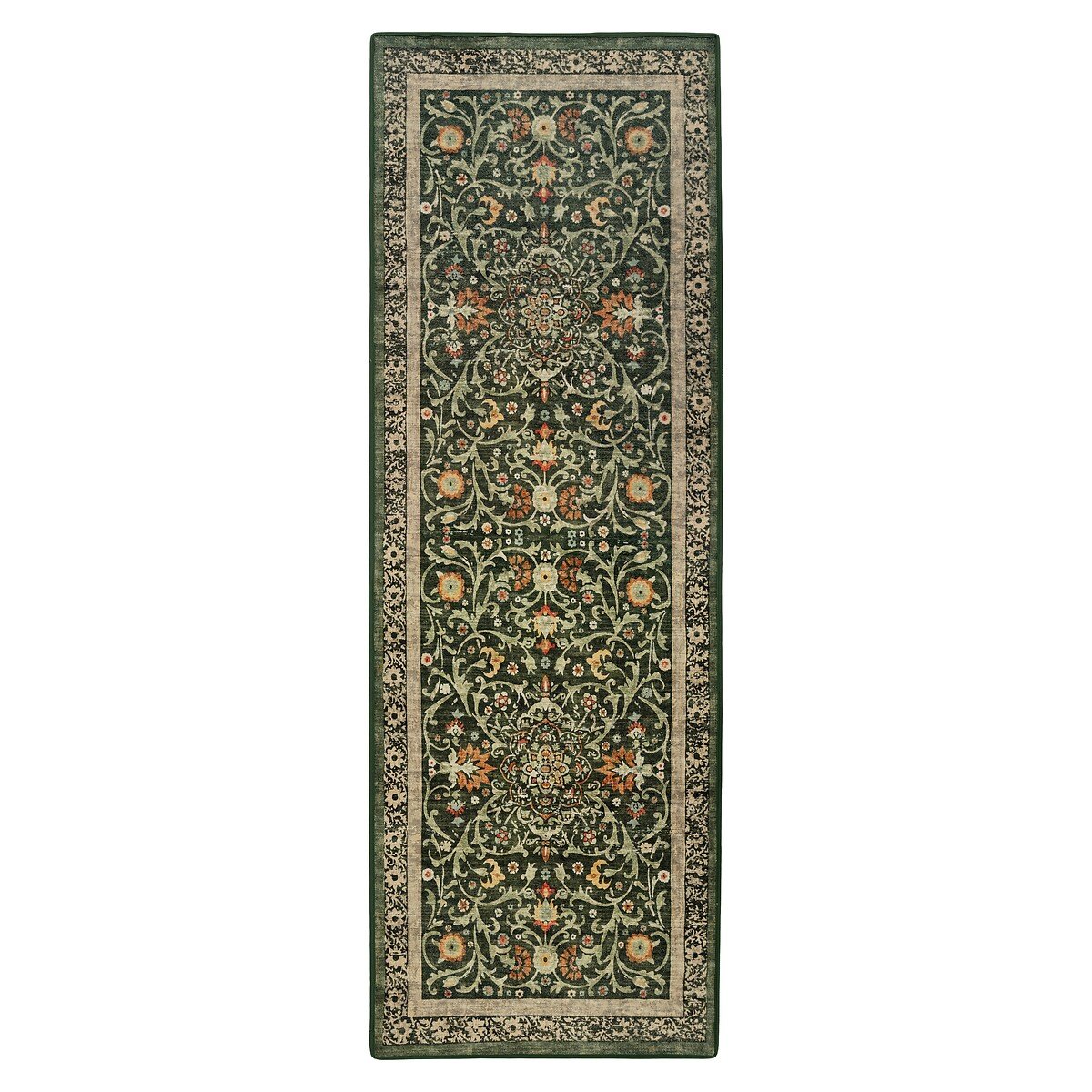 Eco-Washable Country Paisley Green Runner Rug green, HUG RUG