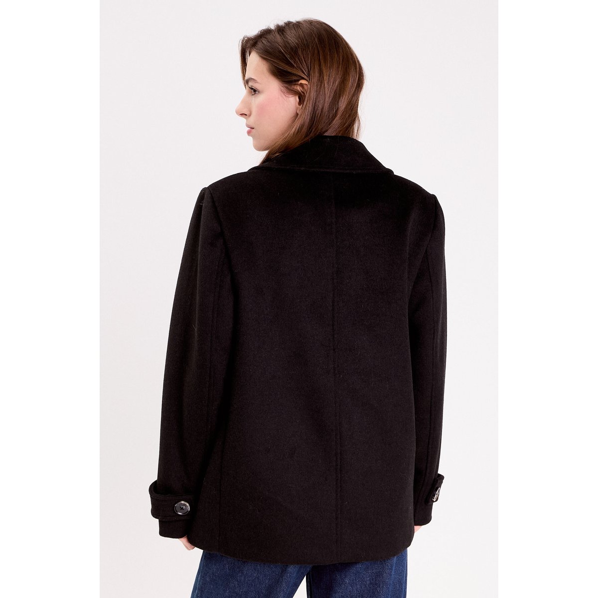 Caban col tailleur manches longues noir, CACHE CACHE