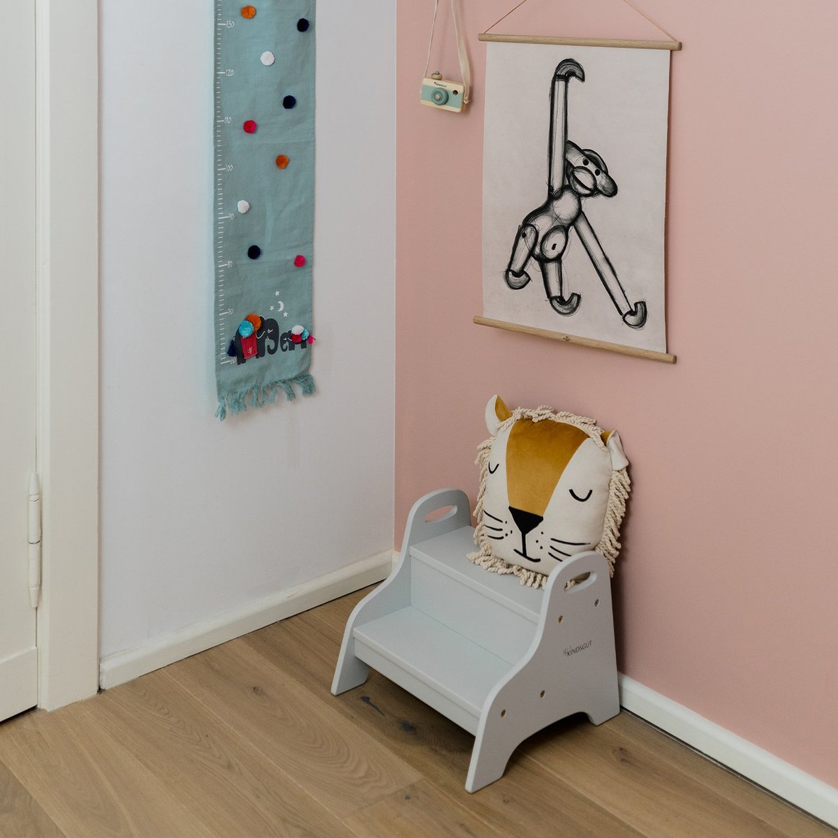 Marchepied enfant en bois gris clair, KINDSGUT