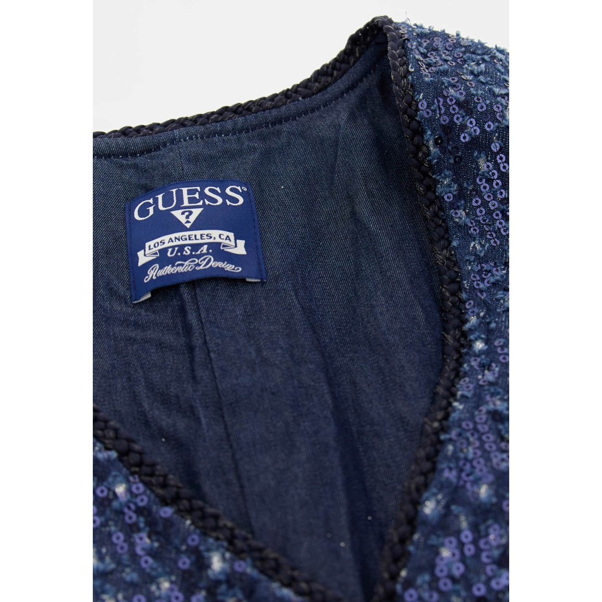 Mini Robe Denim Sequins bleu foncé, GUESS