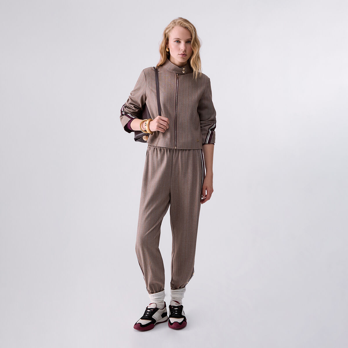 Veste avec bande bicolore beige, LIU JO
