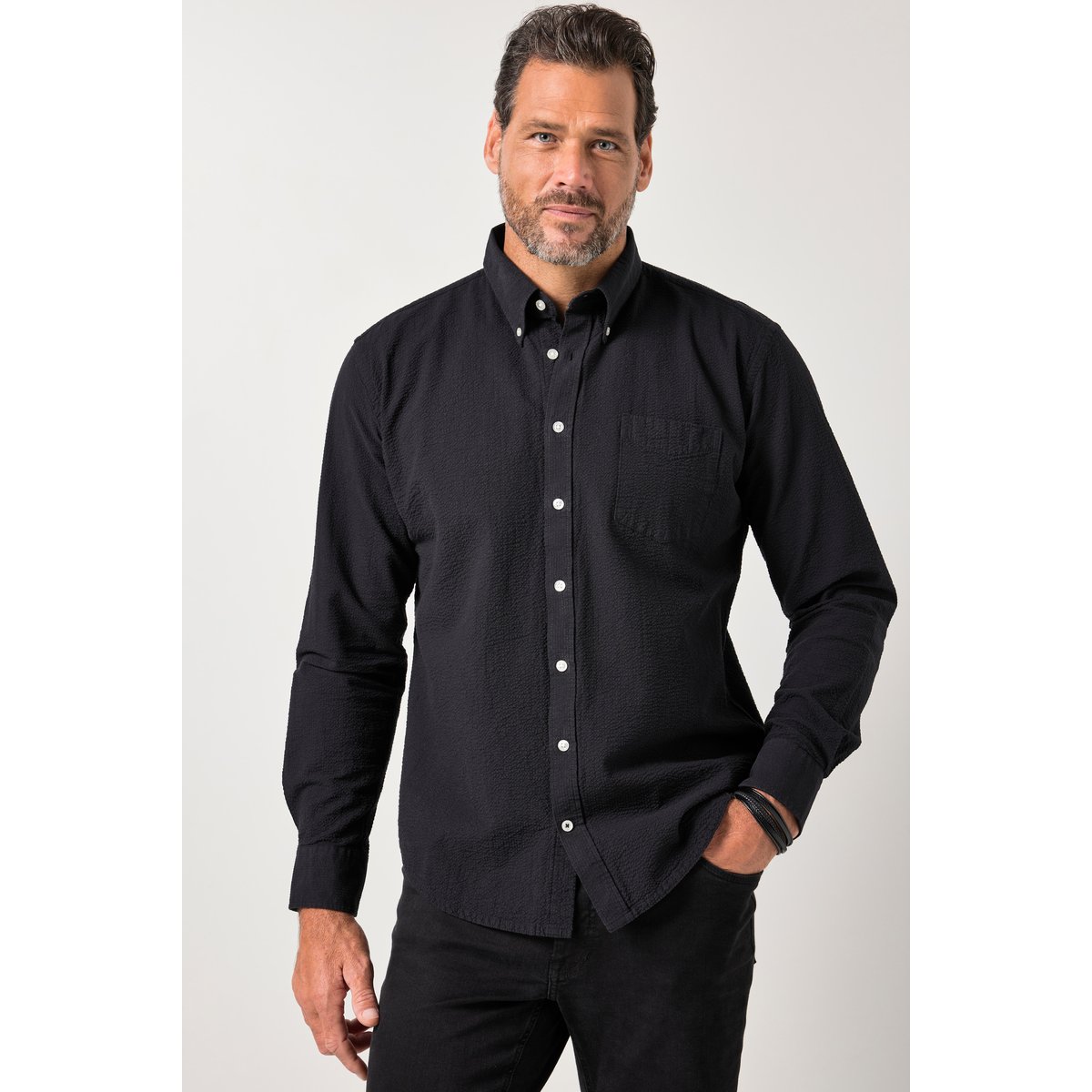 Chemise en seersucker noir, JP1880