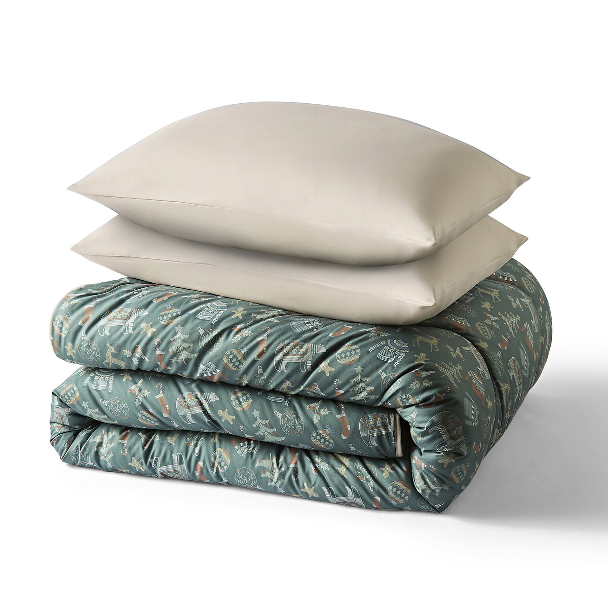 10.5 Tog Coverless Duvet And Pillowcase Set Christmas green, NIGHT LARK
