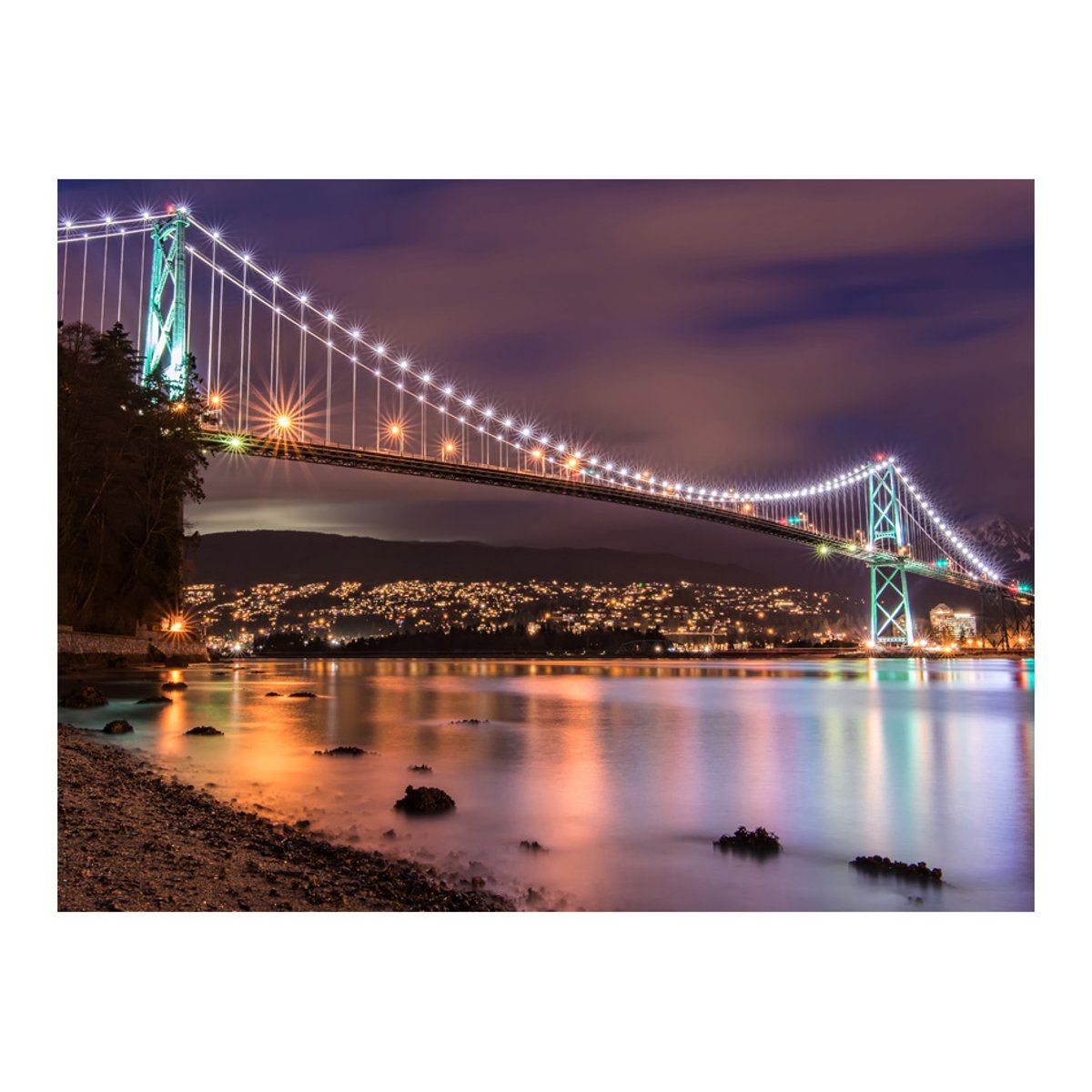 Papier peint intissé panoramique Ville et Architecture Lions Gate Bridge - Vancouver (Canada) bleu, EDEN