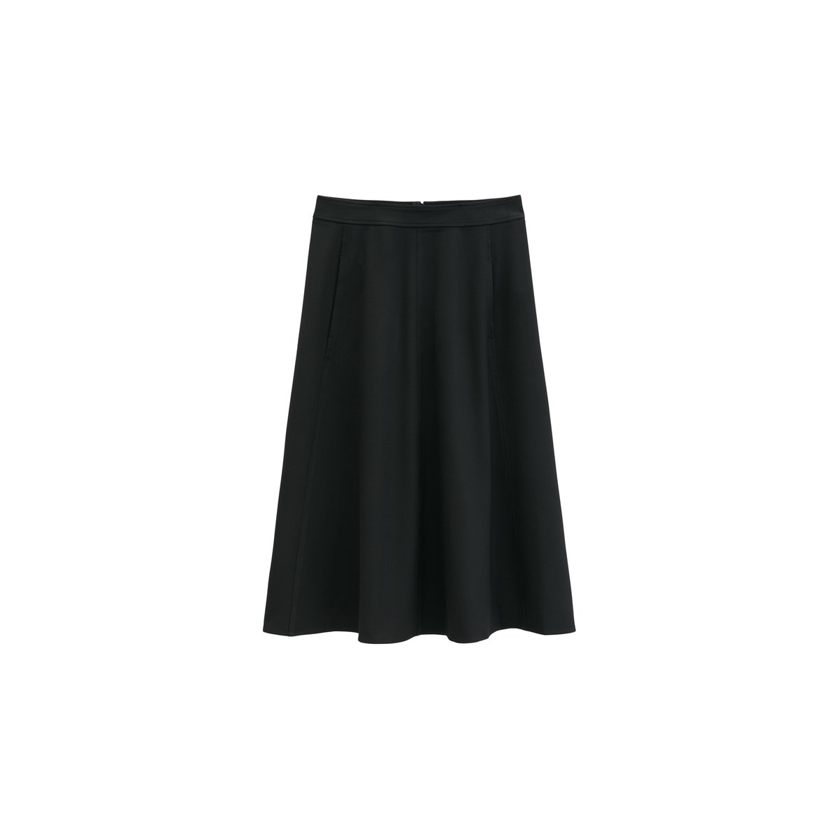 Jupe en flanelle évasée en mélange de polyester et de viscose recyclés noir, MARC O'POLO