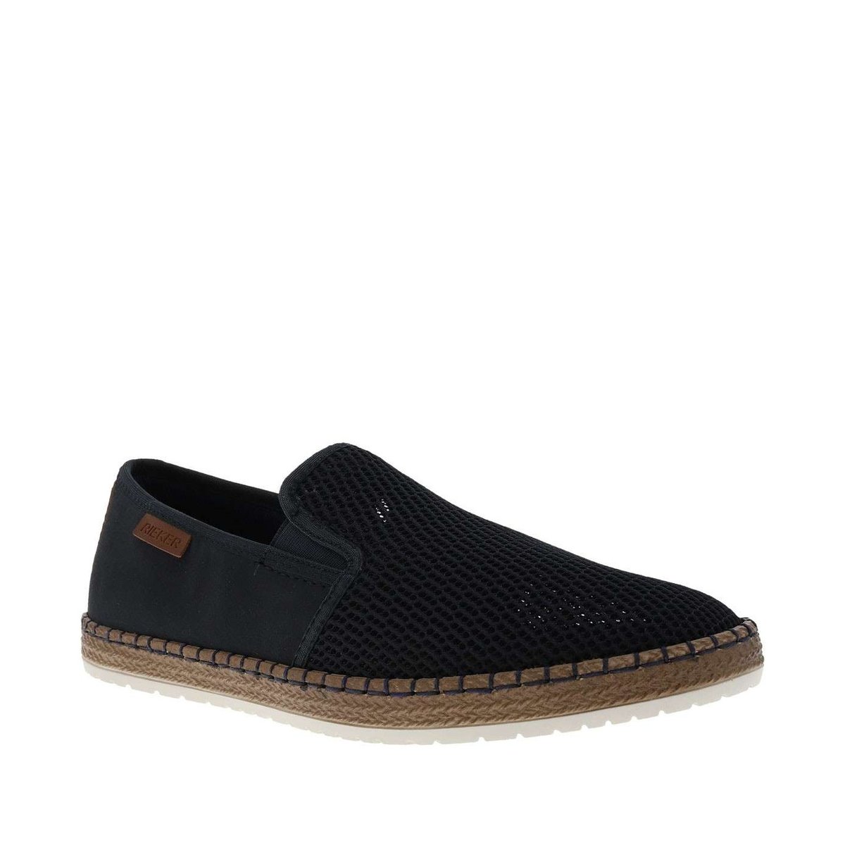 Espadrilles homme marine unies en toile et à semelle à corde bleu, RIEKER
