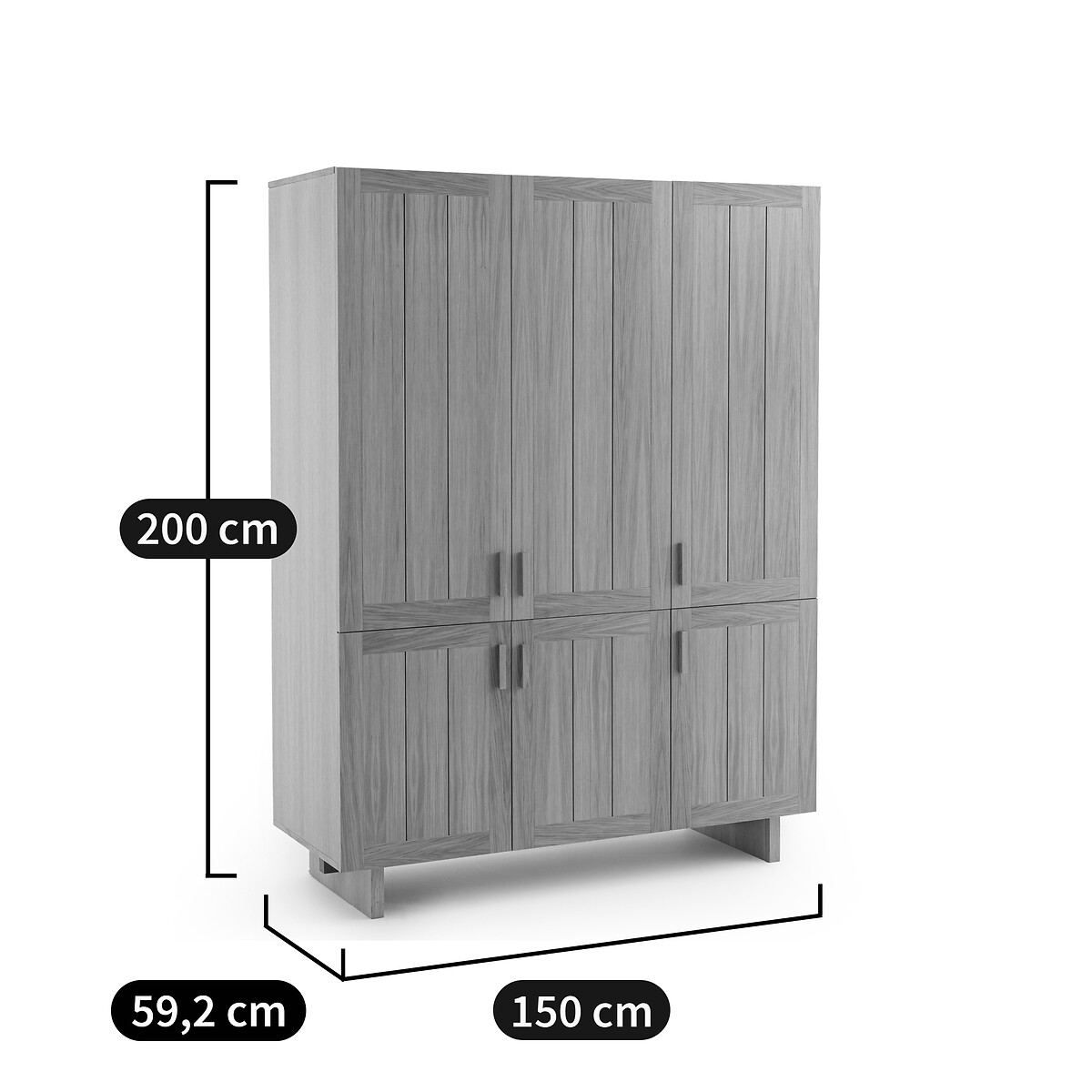Armoire penderie 6 portes, Lanko coloris chêne, LA REDOUTE INTERIEURS