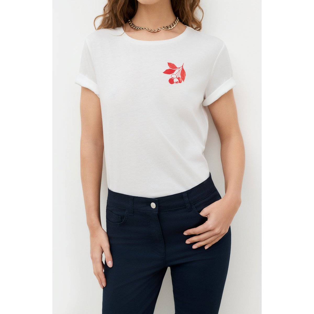 T-shirt droit col rond T-SHIRT TCERISE rouge, CAROLL