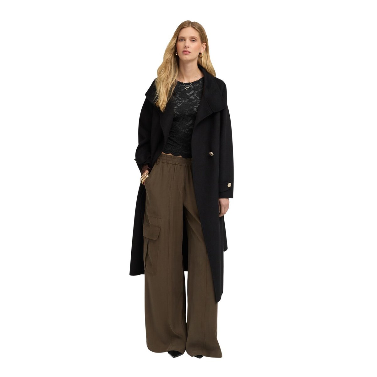 Pantalon cargo palazzo verde militare, MOTIVI