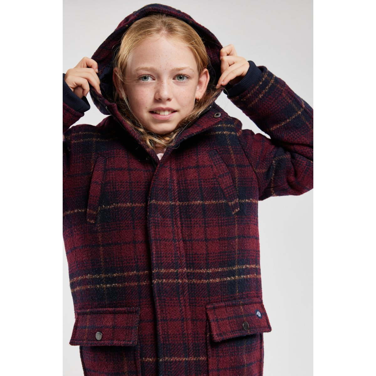 Duffle-coat à carreaux en drap de laine KIDS seal/saint amour, ARMOR-LUX