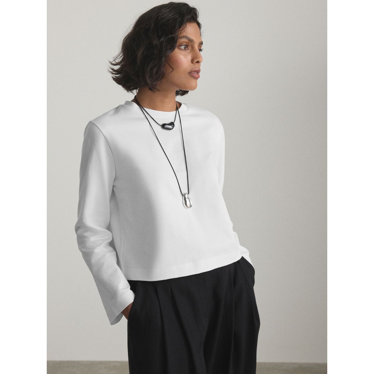 T-shirt court droit en tissu épais blanc, NEXT