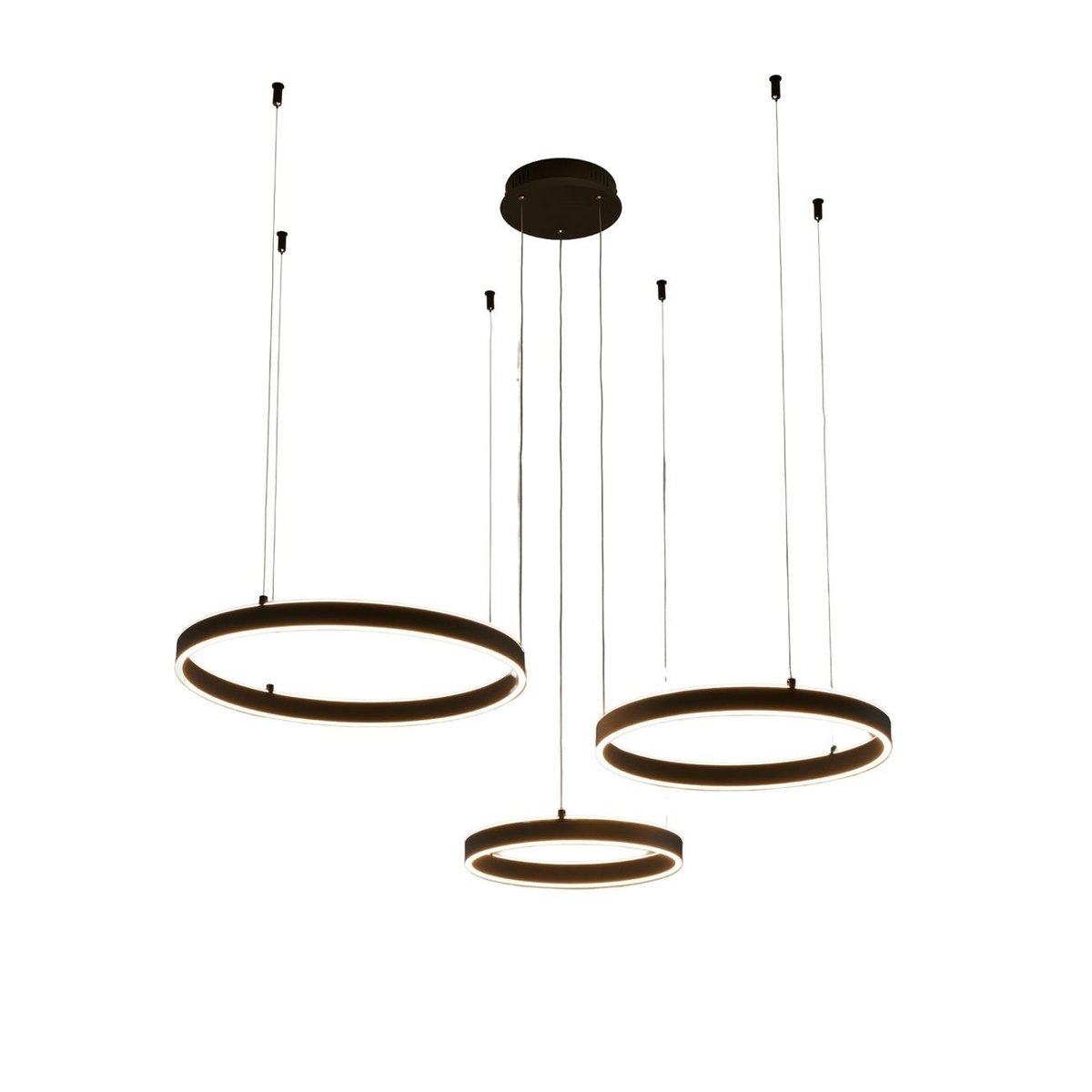 Grand lustre LED à trois anneaux - BLISKO noir, KOSILUM