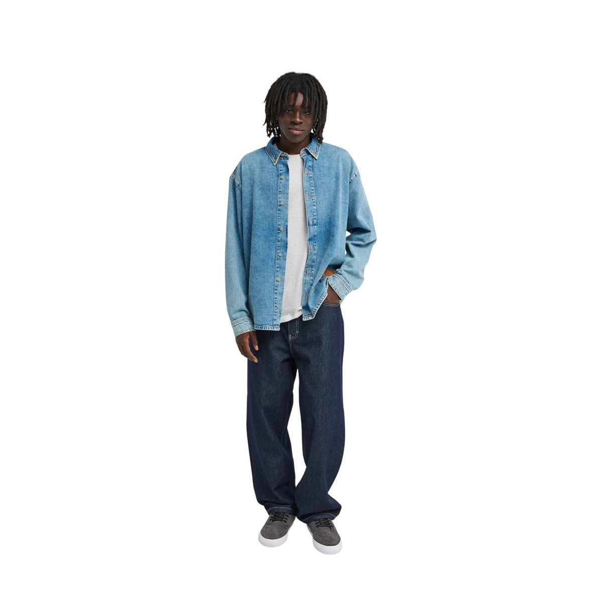 Chemise manches longues RELAX DENIM bleu worn indigo, ELEMENT