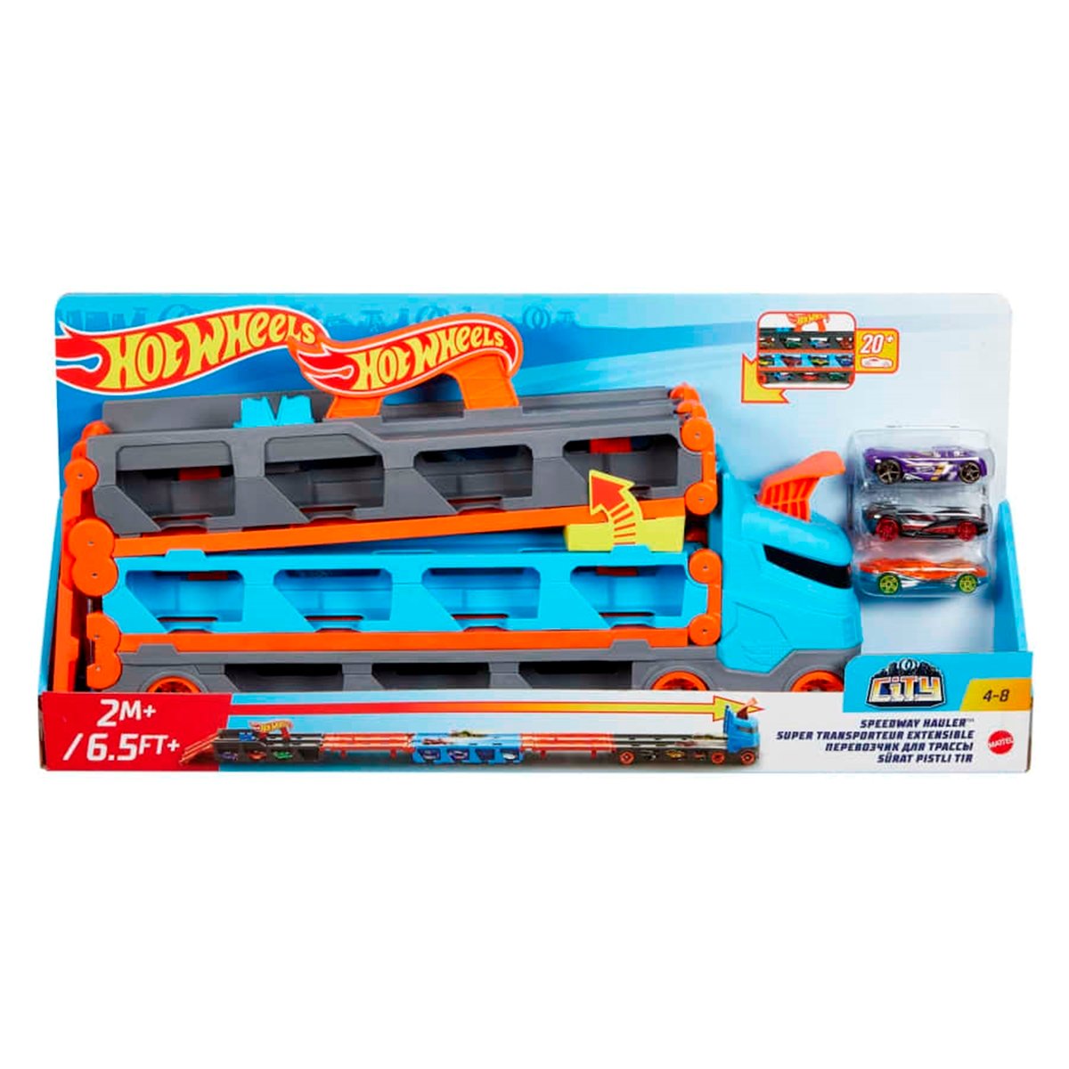 Hot Wheels Super Transporteur Extensible multicolore, MATTEL