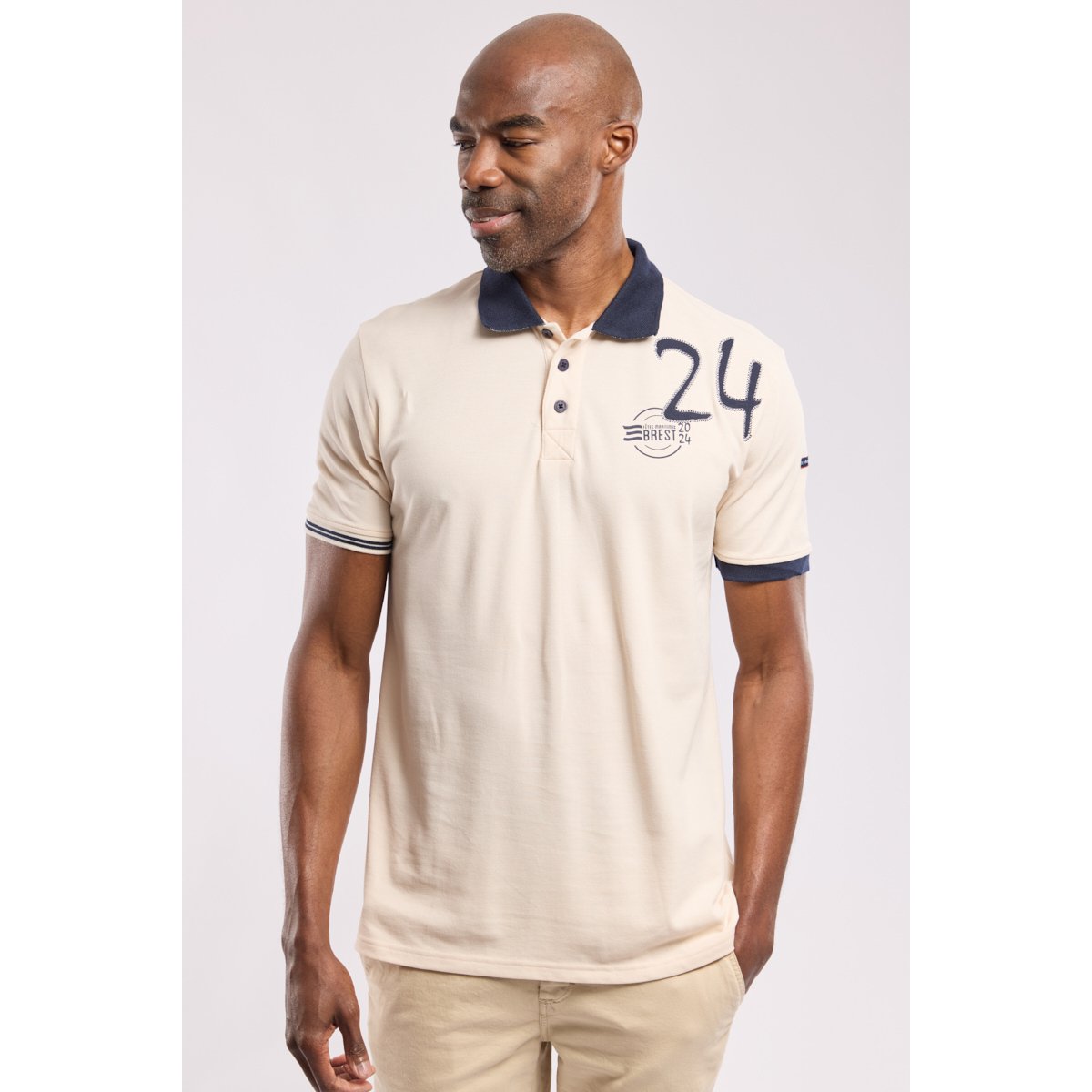 Polo manches courtes sérigraphie en coton marmo e24, ARMOR-LUX