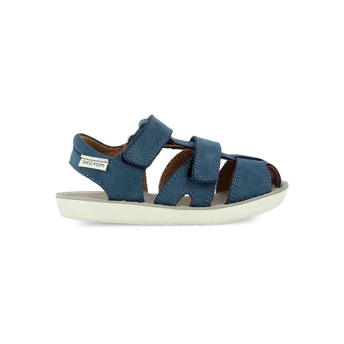 Sandales en cuir GOA NEW à scratch bleu, SHOO POM