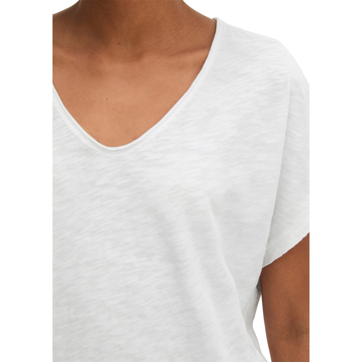 T-shirt loose en jersey slub blanc, MARC O'POLO