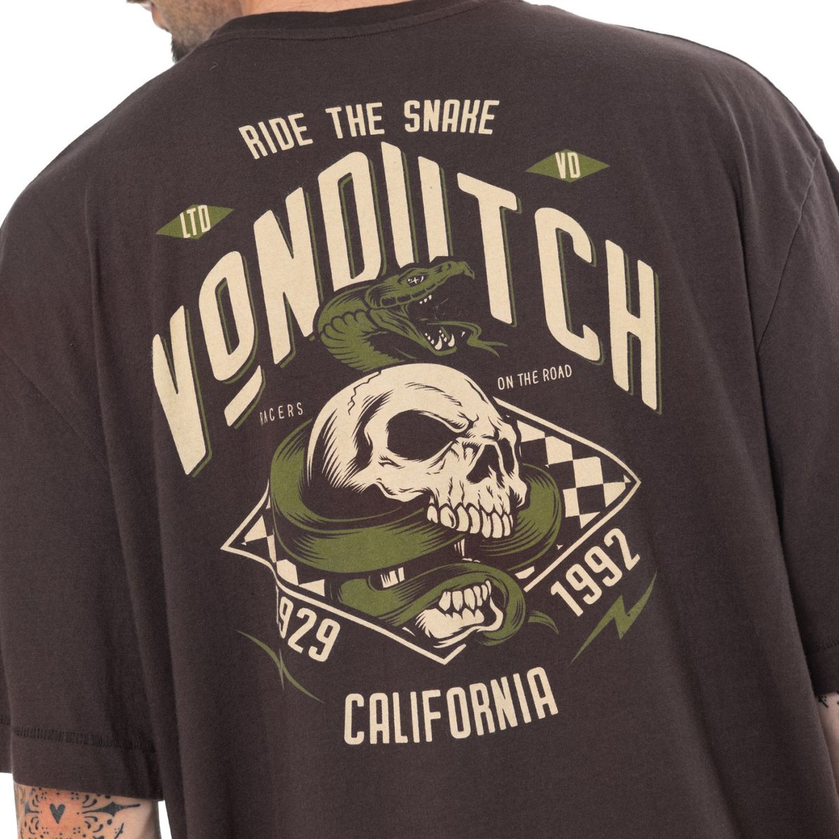 Tee shirt coton JOSE marron/beige/vert, VON DUTCH