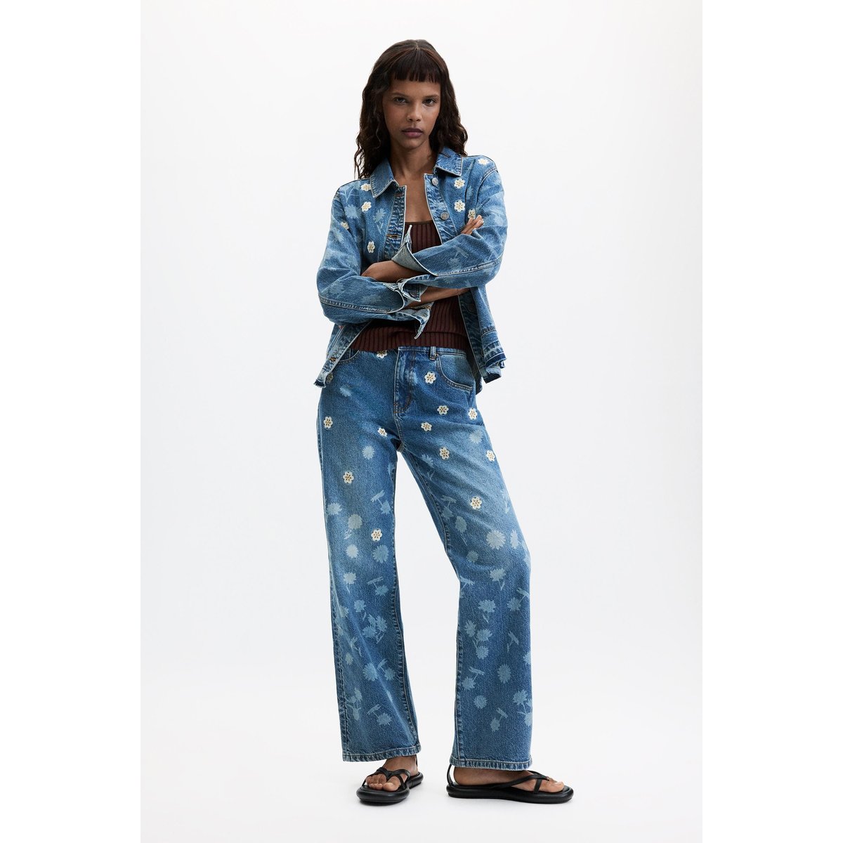 Jean regular brodé bleu clair, DESIGUAL