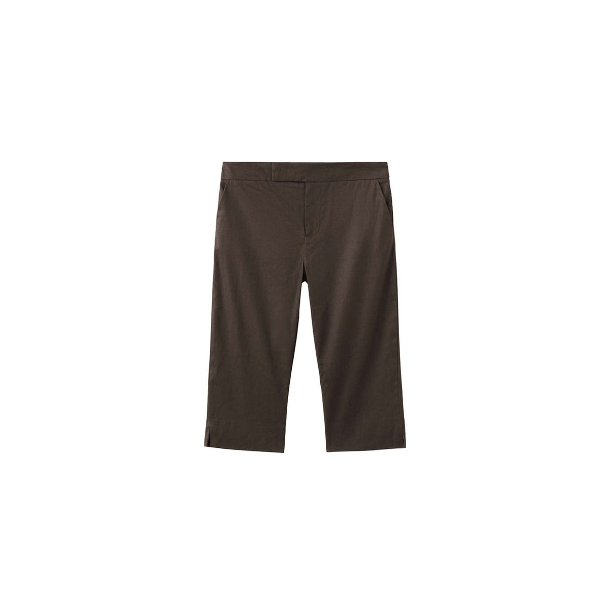 Pantalon capri en lin chocolat, MANGO